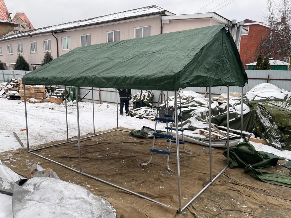 Палатка Каркасная утепленная зеленого цвета 3х4 Палатка Каркасная утепленная зеленого цвета 3х4